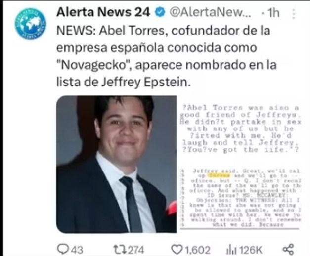 Abel Torres enfrenta cargos legales al salir en la Lista Epstein